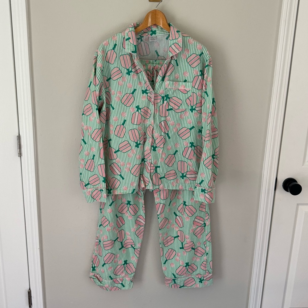 Oak Lane Green/Pink Pickle Ball Pajamas Size Large/XL